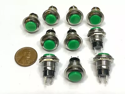 10 Pieces Green Small N/O Momentary 12mm Push Button Switch Round 12v On Off G23 • $14.55