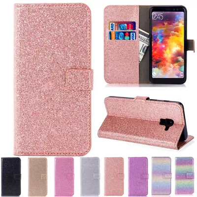  For Samsung S24 S23 S21FE A21S Magnetic Glitter Leather Wallet Stand Case Cover • $15.89