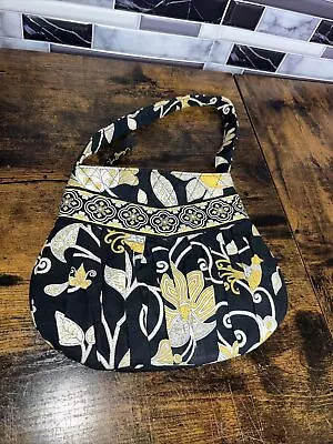 Vera Bradley Yellow Bird Hannah Womens Pocketbook SM Black Bucket Floral Zipper • $11.86