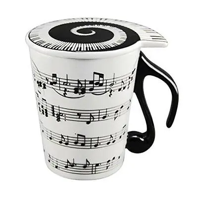 HLJgift Creative Ceramic Musician Coffee Mug Tea Cup With Lid Staves Music Notes • $15.39