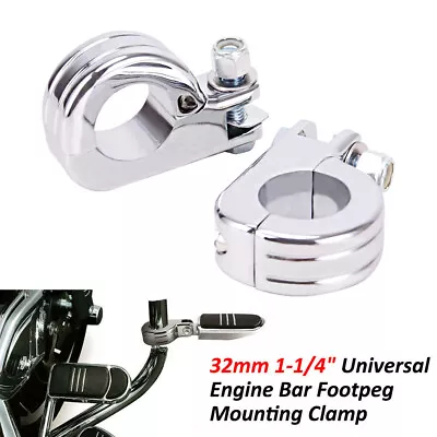 1-1/4  Highway Motorcycle Foot Pegs / Clamp Crash Bar For Harley Touring Chrome • $19.69