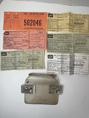 💥1980s Maryland Hunting License Lot Non Resident Water Fowl Stamps 1 Day Ship👍 • $16.99