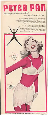 1957 Vintage Ad For Peter Pan Foundations`Bra Girdle Art Red Pin-Model (091215) • $6.59