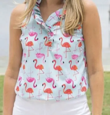 Mud Pie  Whitney  Sleek Sleeveless Flamingo Print Tunic Top Size XS • $18.99
