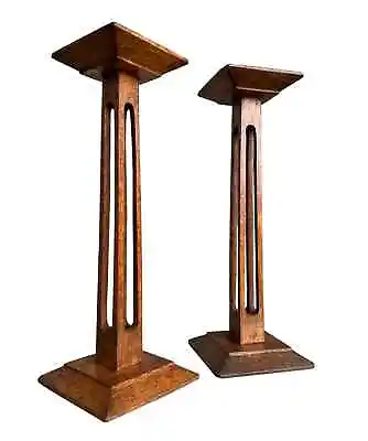 English Oak Antique Small Display Stands - Wooden Plinths - Old Cake Stands • £360