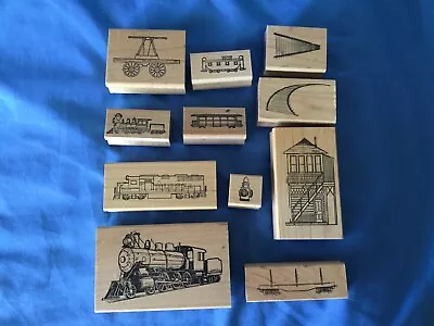 Mix Lot Of 11 Theme Railroad Train Rubber Stamps • $15