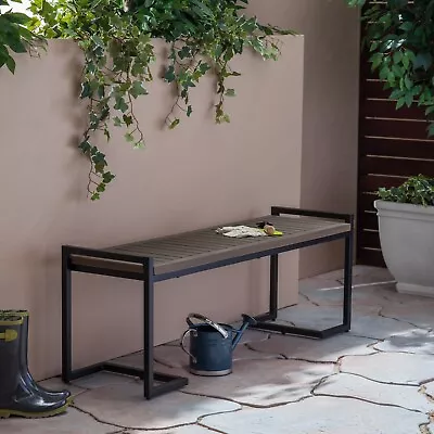 Noel Outdoor Industrial Acacia Wood And Iron Bench • $162.32