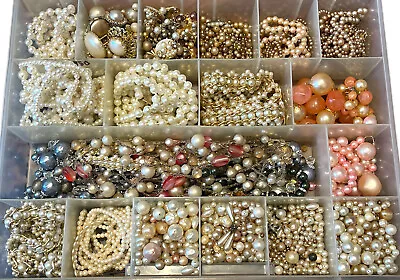 Vintage Faux Pearls Jewelry Lot Harvest Craft Over 4 Lb Lbs Loose Variety • $59.99