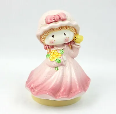 Vintage Kotobuki Japan Dancing Flower Girl Music Box Ceramic Figurine Pink 1980s • $34.95