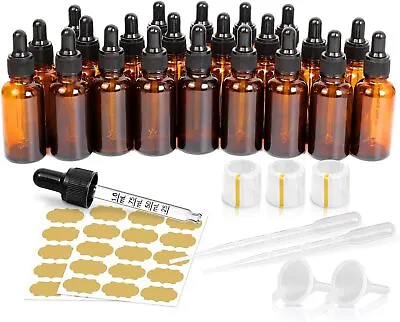 Tincture Bottles With Dropper 22 Pack 1 Oz Amber Glass Dropper Bottle With Meas • $23.26