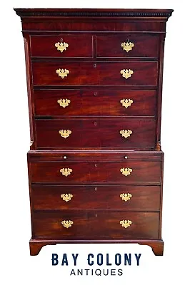 $3650 • Buy 18th C Antique Georgian Mahogany Chest On Chest / Dresser ~ Tall Chest / Highboy