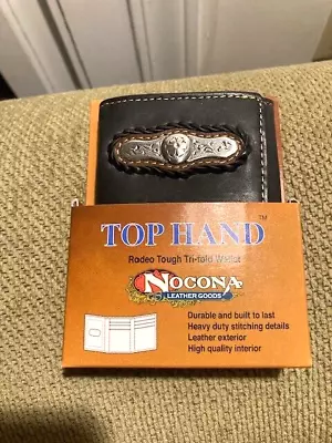 Nocona Top Hand Rodeo Tough Dtri-fold Wallet-new In Package-leather-metal Logo • $29.99