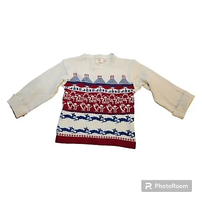 Funky 70s Vintage Virgin Acrylic Knit Sweater Fair Isle Egyptian Hieroglyphs 38 • $39.95