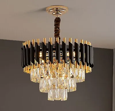Modern K9 Crystal Chandelier Large Luxury Ceiling Pendant Light For Living Room • £199.89