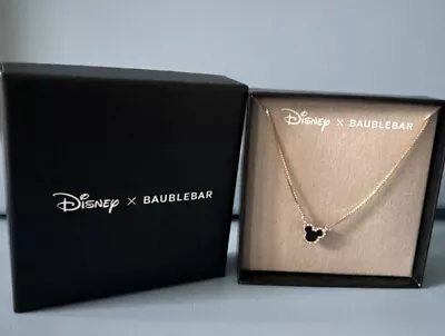 New In Box Disney X BAUBLEBAR Gold Mickey Mouse Necklace Black Crystals • $25