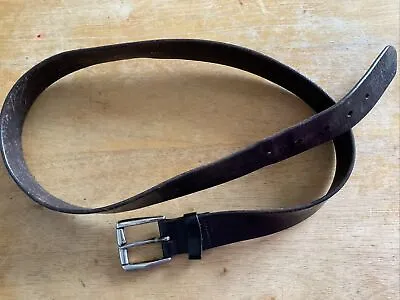 £4 • Buy Principles ? Thick Brown Leather Belt With Large Buckle.