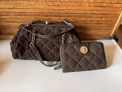 Vera Bradley Purse & Wallet Espresso Brown Microfiber W/ Front Pocket EUC • $23