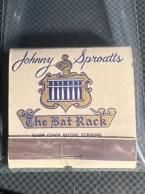 Vintage Matchbook - Johnny Sproatts - The Bat Rack - Santa Monico Ca - Struck! • $7.49