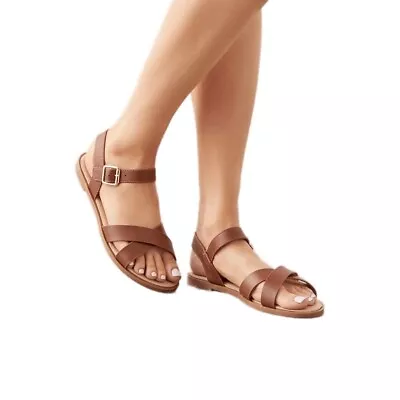 Dorothy Perkins Womens/Ladies Florence Crossover Side Strap Flat Sandals DP2052 • £32.75