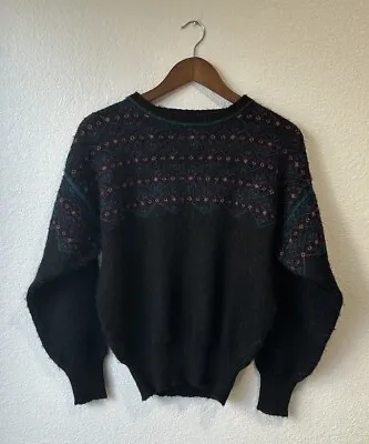 VINTAGE Meister Wool Sweater Adult Medium Geometric Ski San Francisco CA 1980s • $34.99