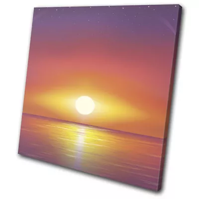 Vector Sunset Sea Ocean Landscapes SINGLE CANVAS WALL ART Picture Print • $69.99