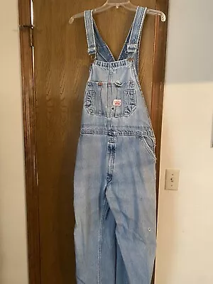 MEN'S ROUNDHOUSE BIB OVERALLS COVERALLS 38x30 USED FADED • $15