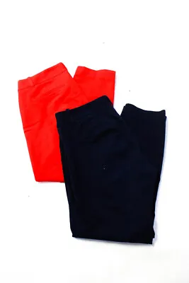 J Crew Womens Skinny Leg Minnie Pants Red Navy Blue Cotton Size 0 Lot 2 • $42.69