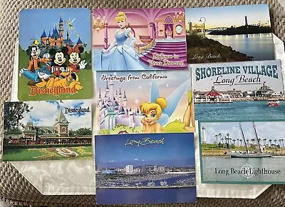 9 Postcards Disneyland Tinkerbell Cinderella Mickey Goofy Long Beach California • $4.25