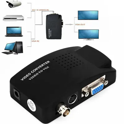 CCTV DVD DVR Camera TV BNC S-Video VGA Input To VGA Output PC Converter Adapter • $13.92