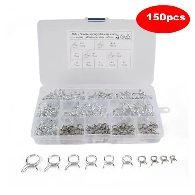 $16.10 • Buy 150x Motorcycle Fuel Line Petrol Pipe Fuel Hose Clips / Clamps Spring Wire Type