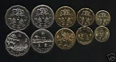 Macau 10 20 50 AVOS 1 5 PATACAS 1992-1993 China BOAT Maco Currency 5 Coin SET • $19.99