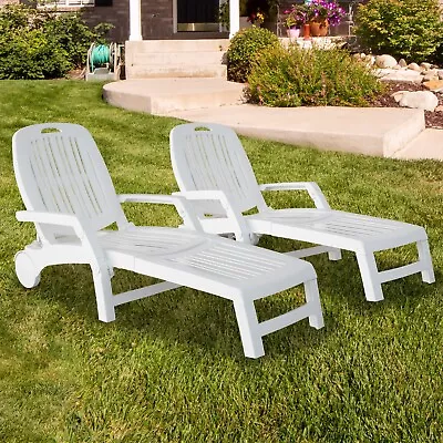 VILOBOS 2 Pcs Lounge Chaise Chair Outdoor Adjustable Beach Recliner 4 Positions • $289.99