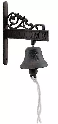 Cast Iron Dinner Bell Flower Vine Welcome Distressed Brown Doorbell Floral N • $18.48