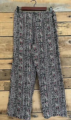 Womens Vtg Kathie Lee Pull On Drawstring Wide Leg Pants Sz M Floral • $10