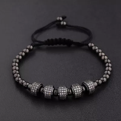 Men's Luxury Micro Pave CZ Demon Eye & 8mm Disco Ball Braided Macrame Bracelets • $9.99