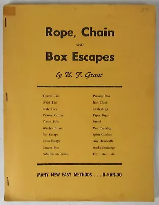 U. F. Grant Rope Chain And Box Escapes Don Tanner Magic Tricks MZ10M • $35