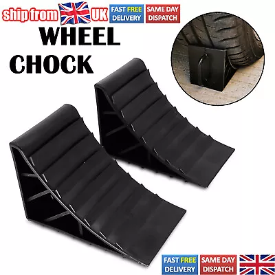 2x Car Motorhome Trailer Wheel Chocks Blocks Heavy Duty Caravan Van Truck • £7.51