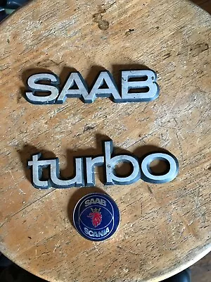Classic Saab And Turbo Badge Boot Trunk 900 1979 - 1993 Genuine Metal Original • $34.85