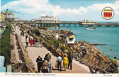 🌅 EASTBOURNE. The Central Promenade And Pier - WITH CREST.  (#east 36 ) • £0.99