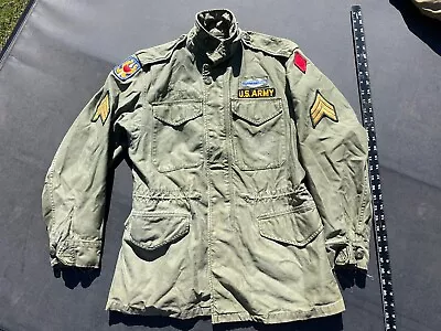 Early Vietnam M51 Field Jacket OG 107 Sateen Patches CIB 5th ID REG SMALL 1963 • $150