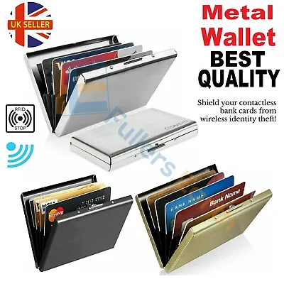 £4.09 • Buy RFID Blocking Credit Card Holders Aluminum Protector Metal Wallet Thin Case Box.
