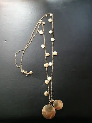 J.CREW Gold Tone Smooth Round Disc Station Necklace W/Pendants 30.5” • $5