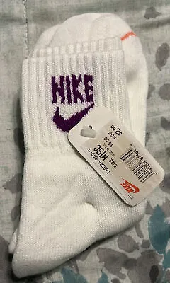 Vintage 80s Nike Swoosh Socks White & Purple Mens Deadstock Made In USA Rare Nwt • $49.99