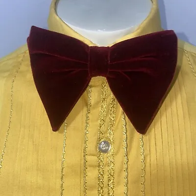 NEW Mens Bow Tie VTG Floppy Velour Necktie Prom Tuxedo Dk Burgundy 60s 70s Retro • $19.99