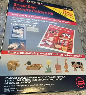 Vtg Sears Craftsman Vintage Scroll Saw Country Pattern Kit Handbook W Blades  • $17.58