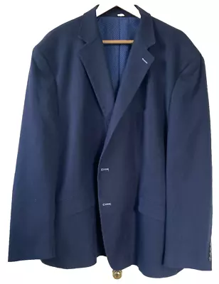 OAK HILL Blazer Navy Blue Sport Coat Jacket 4XL 58-60R 100% Cotton Elbow Patch • $69.95