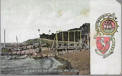 Whitstable Kent - Beach Tankerton Hill Heraldic - Postcard By WJ Cox C.1910s • £2.75