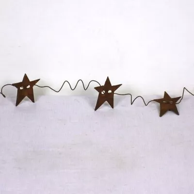 Rusty 1   Tin Stars Wire Garland  4 Ft  Americana Rustic Primitive • $6.49