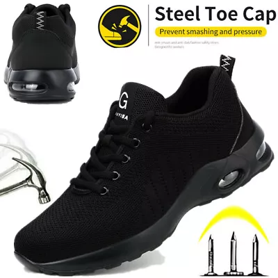 Safety Shoes Steel Toe Top Puncture Proof Work Sneakers For Men Slip Resistant • $42.29