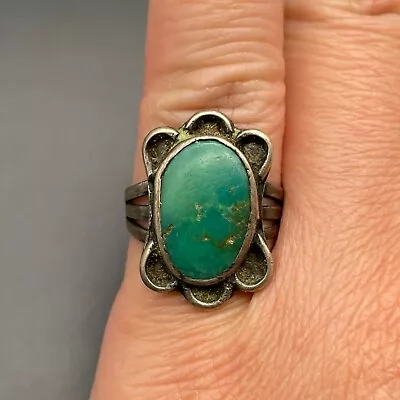 Vintage Navajo Turquoise Silver Ring Size 7.75 • $235